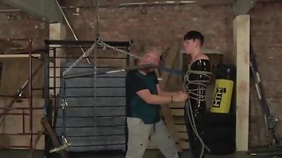 Wrapped up sub twink jerked off roughly by Sebastian Kane, Cumshot, Fetish, Handjob, Boy Napped, Sebastian Kain, Sebastian Kane
