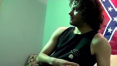 Curly hair straighty working on his fat cock solo, Amateur, Hairy, Masturbating