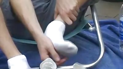 Blonde jock Jason sukcing his own hot feet outdoors, Amateur, Blonde, Legs, Foot Friends