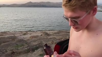 Joey Delreys: Jock Barebacking Twink by The Side Of The Lake (Public), Amateur, Blowjob, POV