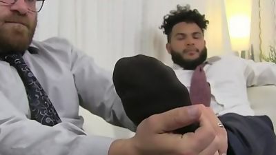 Hot hunk in a classy suit sole worshiped by coworker, Amateur, Black, Blowjob