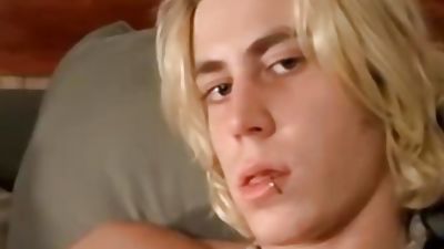 Striking long haired blond works on his rock solid cock, Amateur, Blonde, Piercing, Straight Naked Thugs