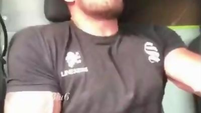 Beautiful str8 jerking off while driving his work, Gay, Beauty, Jerking