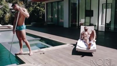 NoirMale Big Dick Black Hunk Homeowner Fucks Poolboy Seth Santoro, Ass, Black, Interracial, Gay, Seth Santoro