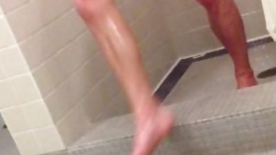 [Lockerroomshowers] HUNG Athletic Dude with Low Hangers, Amateur, Solo, Public