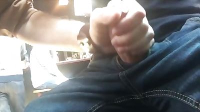 Public hand job in the bar from my big brother, Cumshot, Gay, Jerking