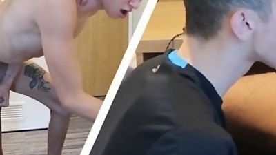 His first Time Taking My Uncut Colombian cock.. in a while, Asian, Blowjob, Deepthroat