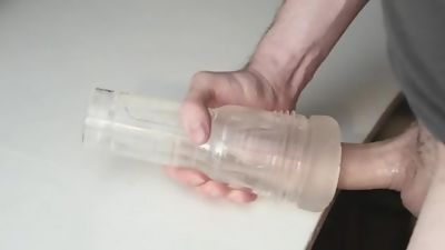 Clear Fleshlight go CUM big uncut cock, Amateur, Fetish, Solo