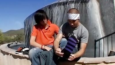 Dick sucking homo enjoys feet worship session with his friend, Fetish, Gay, Twinks, Toe Gasms