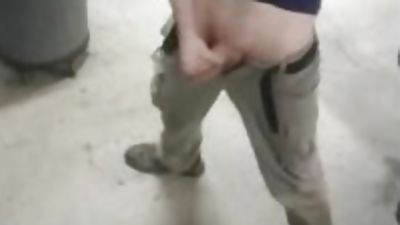 Hot and Hung straight guy jerking off at work and cumming on floor, Big Cock, Homemade, Masturbating