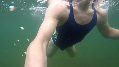 Swimming in adidas one piece swimsuit at the public beach, Amateur, Masturbating, Outdoor, Gay