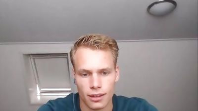 Dutch Guy strips and wanks, Amateur, Masturbating, Webcam