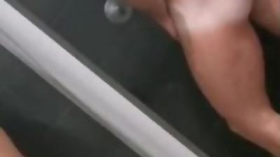 Shower jerk next to muscle guy. Cumming in public gym shower. Ripped hunk., Amateur, Gay, Muscle