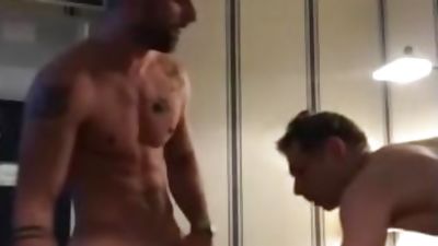 Sexy hunk throat fucks and blows a load in his boyfriend's mouth, Amateur, Blowjob, Cumshot