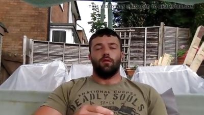 tommylads horny wank in the garden full load, Masturbating, Gay