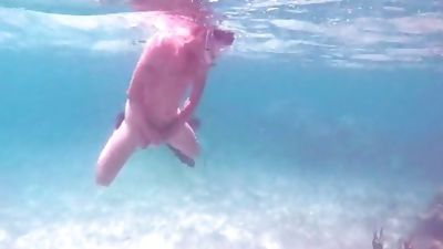 cumming in the sea, Bikini, Handjob, Gay, Beach, Swimsuit