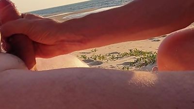 Wanking on nude beach waiting for guy to join me, Bikini, Masturbating, Gay