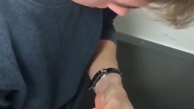 boy caught in the toilet to masturbate, Amateur, Big Cock, Handjob