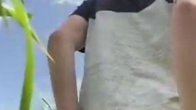 twink in public, Handjob, Outdoor, Gay, Public