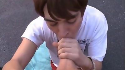 Blonde Twink Cums In The Mouth Of His Friend In Parking Lot, Amateur, Blowjob, Outdoor