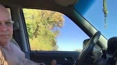 Bald Daddy Cums in Car, Outdoor, Gay, Bears