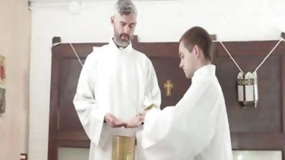 teen plowed raw By Hung Priest, Big Cock, Cumshot, Old And Young