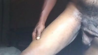 Big, hairy black cock, Black, Handjob, Masturbating