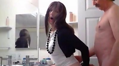 old guy fucks his friend (crossdresser), Amateur, Anal, Crossdresser