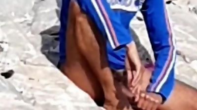 SPYING DICK ON GREEK BEACH, Bikini, Masturbating, Gay