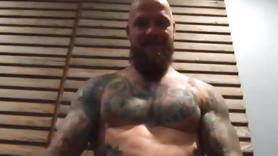 tatted straight man pumps another big load, Amateur, Big Cock, Solo