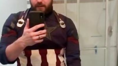 Captain America cosplayer cums for his country, Solo, Gay, Sperm