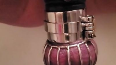 Chastity slave inspected before play, Amateur, Gay, Bondage, Mistress
