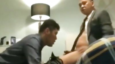 Chinese businessmen hookup in hotel room after work, Amateur, Anal, Asian, Gay