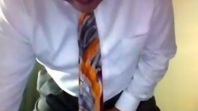 Sexy shirt and tie grandpa plays with his big dick on cam, Amateur, Big Cock, Handjob, Gay