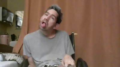 guy with C.P. sucks himself off, Blowjob, Masturbating, Solo, Gay