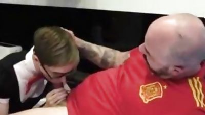 French maid boy and his master, Anal, Crossdresser, Bareback