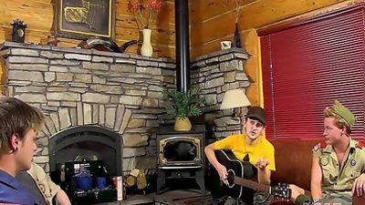 Bare Twink Scouts Hot Threesome, Anal, Big Cock, Blowjob, Gay