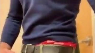 Jerkoff and CUM IN A PUBLIC BATHROOM in Hollister boxers, Amateur, Big Cock, Cumshot, Gay
