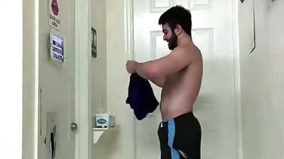 Sexy bearded guy cums twice at the gloryhole, Blowjob, Gloryhole, Gay