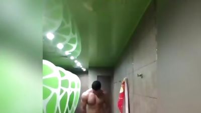 Walking around naked in the showers, Big Cock, Gay, Muscle