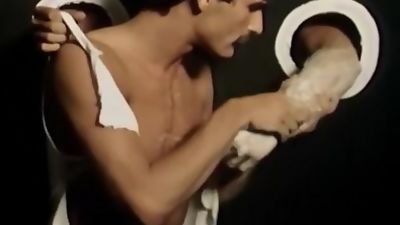 Trippy Glory Hole Scene from Vintage Gay Porn ROUGH CUT (1985), Big Cock, Blowjob, Fetish