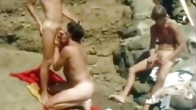 Vintage 70's Surf Boys having a threesome, Cumshot, Masturbating, Threesome