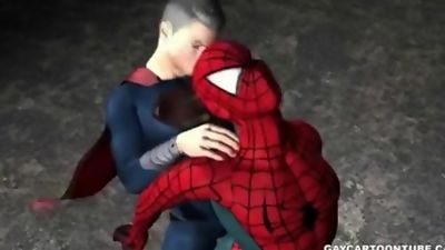 3D cartoon Spiderman getting fucked anally in a back alley, Hardcore, Outdoor, Bareback