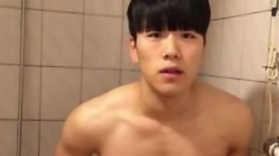 Cute Korean boy wanking in the toilet, Asian, Hairy, Webcam