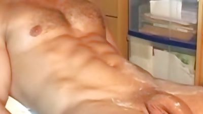 a straight rugbyman guy get wanked by a gay, Cumshot, Hairy, Massage, Keumgay