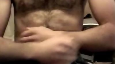 Hetero se tira la leche en el pecho peludo, Big Cock, Cumshot, Masturbating, Gay