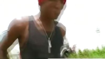 Black guy sucks white in public, Big Cock, Black, Blowjob, Gay