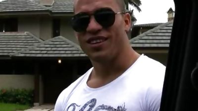 Latino Guapo Gets Naked, Flexes With A Boner, and Blows Cum on My Back Door, Solo, Gay, Muscle