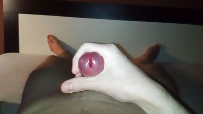 Stroking in Bed (POV) - Foreskin Play, Moaning and a Cumshot, Amateur, Big Cock, Cumshot