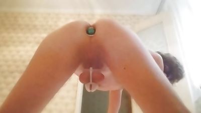 Cute Teen Plays With His Ass - Hard Anal Fuck With Dildo and Butt Plug, Ass, Cumshot, Handjob